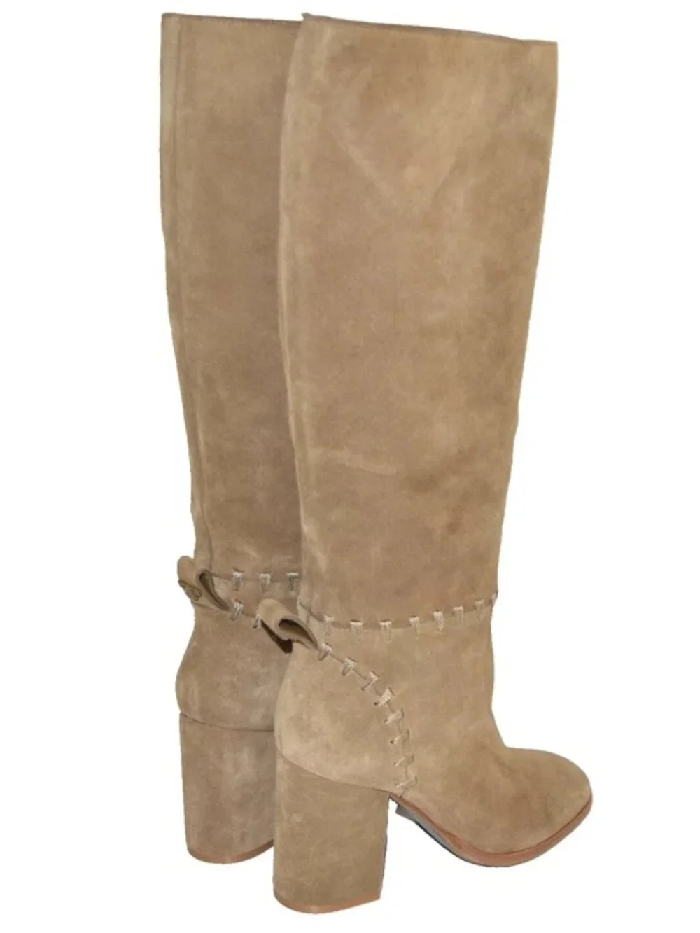 New Tory Burch Contraire Block Heel Suede Boot River Rock Brown 10.5 DD23